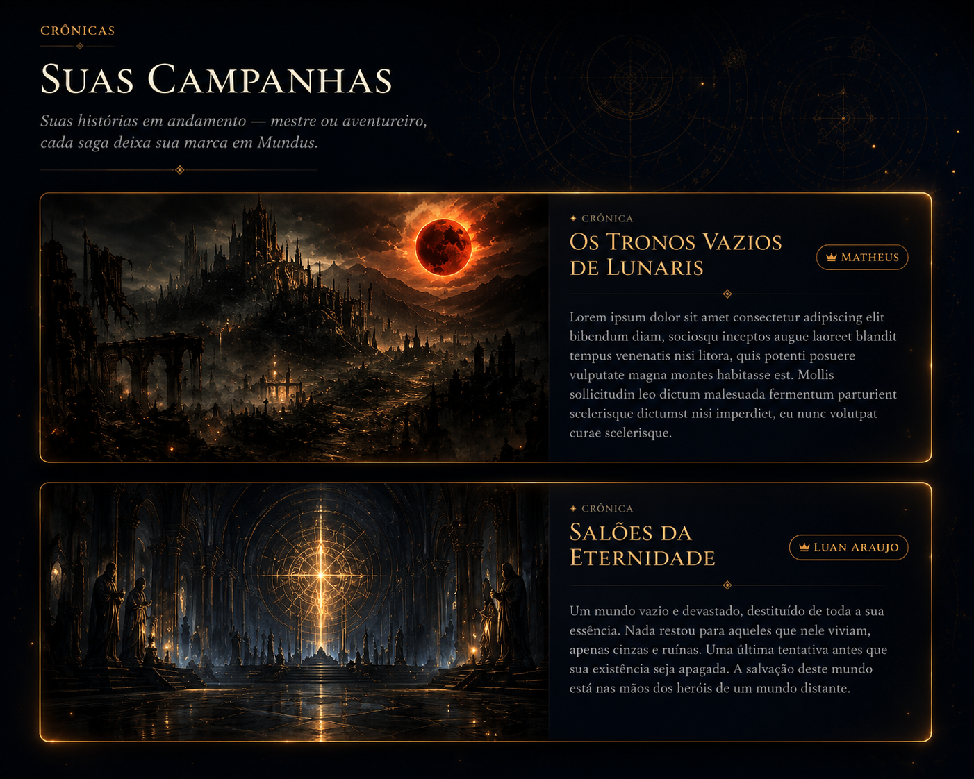 Print da tela: Campanhas
